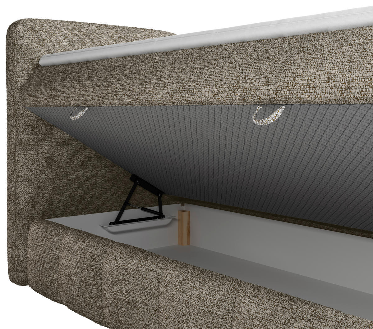 BOXBETT 160/200 cm,  in Braun, Bettkasten, Topper, Matratzen, H3 = fest  - Schwarz/Braun, KONVENTIONELL, Kunststoff/Textil (160/200cm) - Carryhome