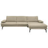 ECKSOFA in Echtleder Creme, Naturfarben  - Creme/Schwarz, Design, Leder/Metall (310/180cm) - Dieter Knoll