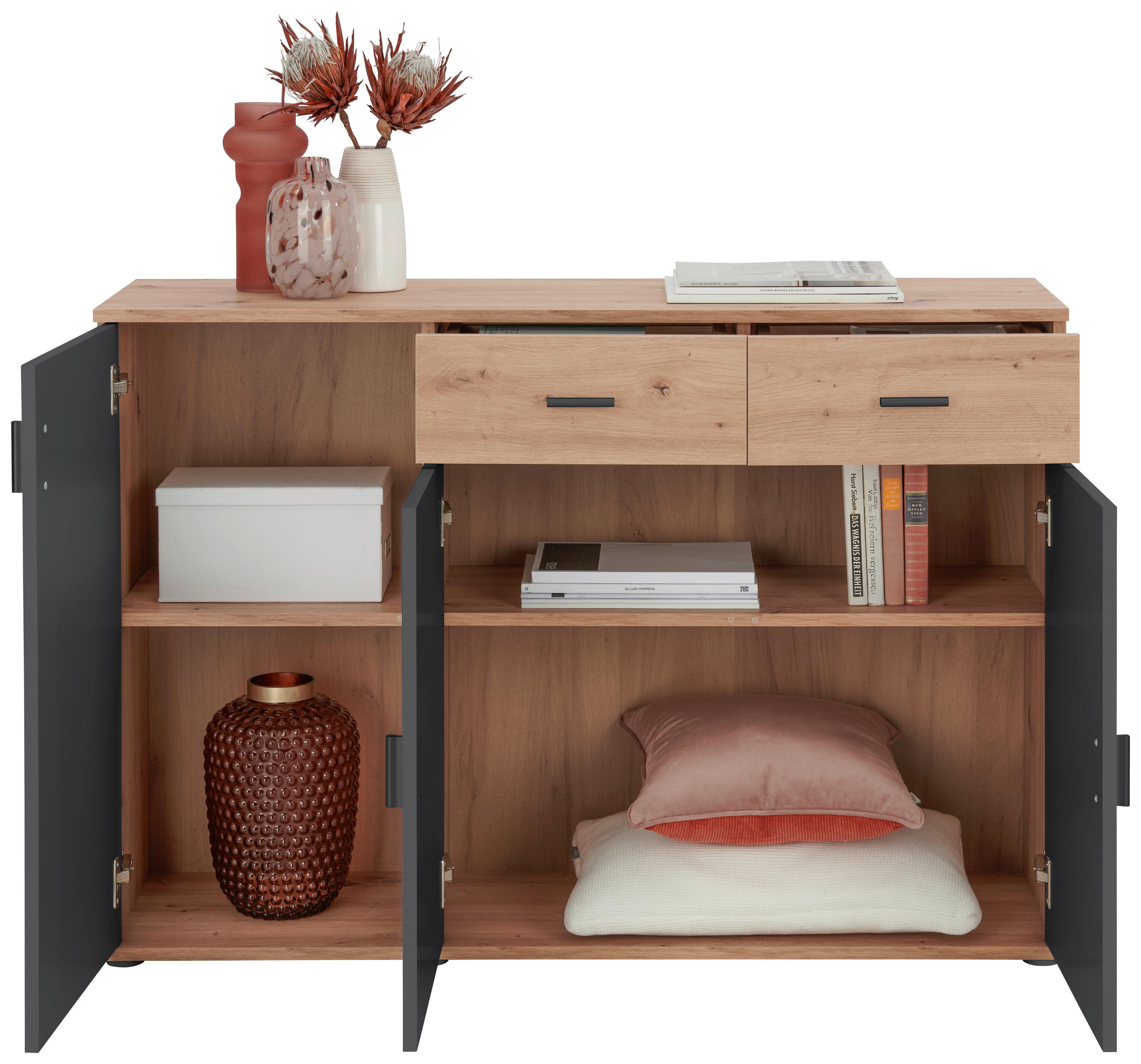 KOMMODE  in 119,9/82/34,7 cm  - Anthrazit/Schwarz, MODERN, Holzwerkstoff/Kunststoff (119,9/82/34,7cm) - Xora
