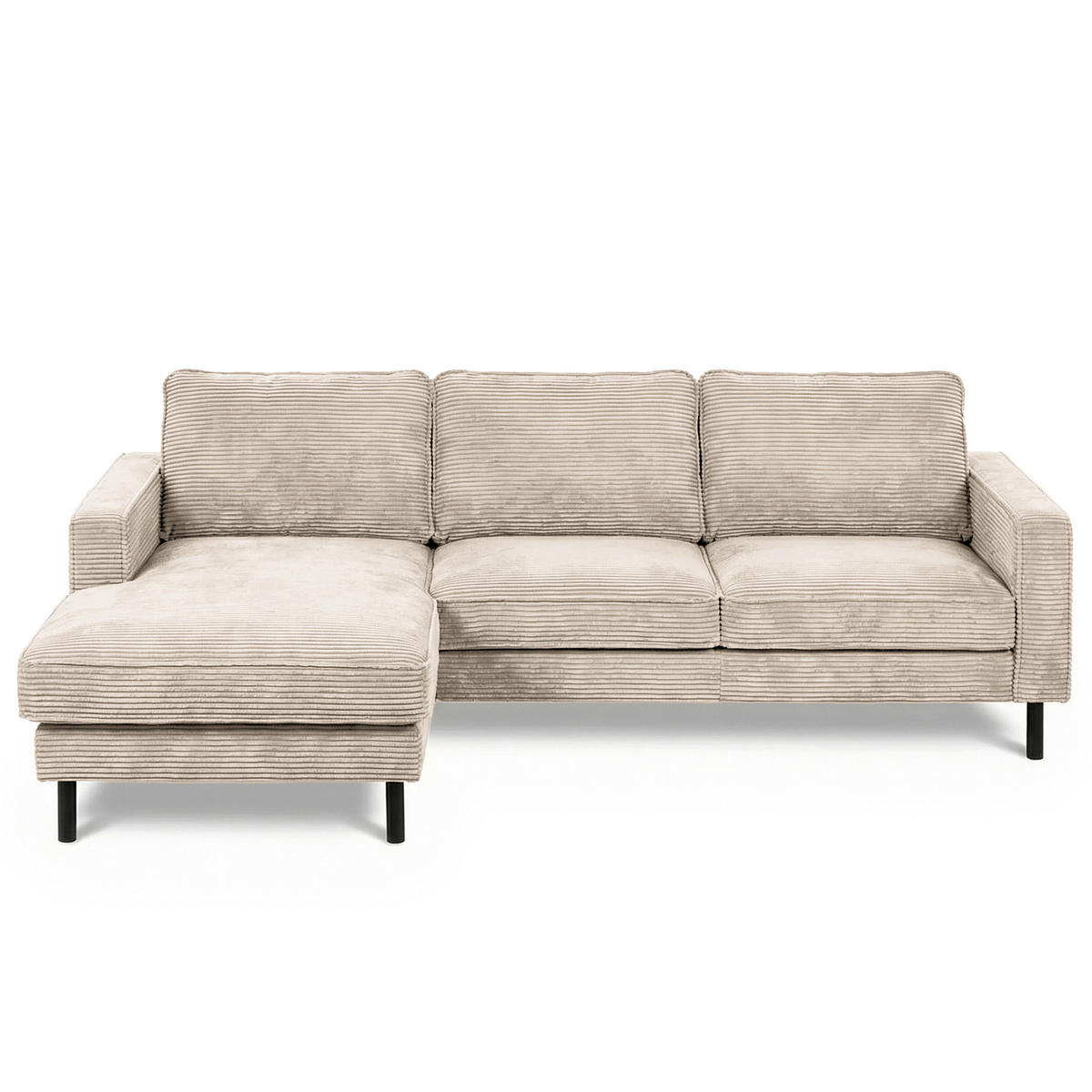 ECKSOFA  in Cord Hellgrau  - Hellgrau/Schwarz, Design, Textil/Metall (166/238cm) - Livetastic