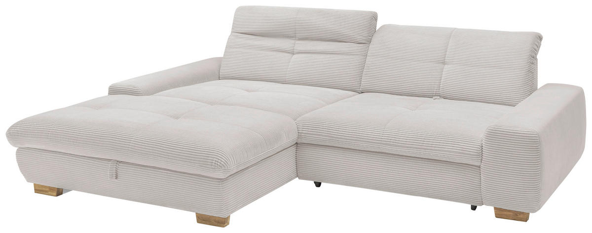 ECKSOFA Hellgrau Cord  - Eichefarben/Hellgrau, Design, Holz/Textil (198/276cm) - SetOne by Musterring