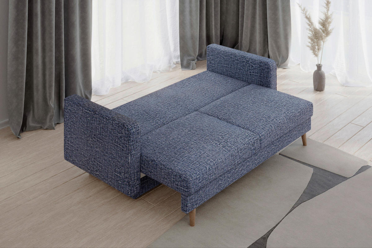 SCHLAFSOFA COCO in Blau  - Blau/Erlefarben, Design, Holzwerkstoff/Kunststoff (232/90/97cm) - MID.YOU