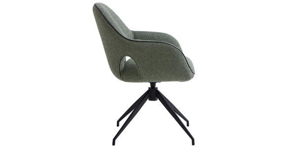 ARMLEHNSTUHL  Sitzfläche 360° drehbar, automatische Rückholfunktion Leinenoptik  - Schwarz/Hellgrün, Design, Textil/Metall (62/85/64cm) - Novel