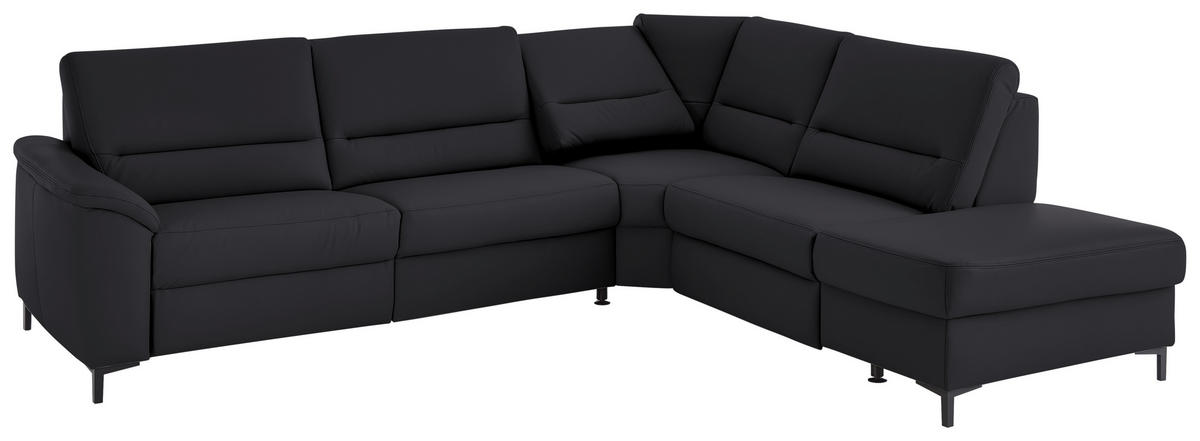 ECKSOFA  in Echtleder Schwarz  290/249 cm  - Schwarz, KONVENTIONELL, Leder/Metall (290/249cm) - Beldomo Premium