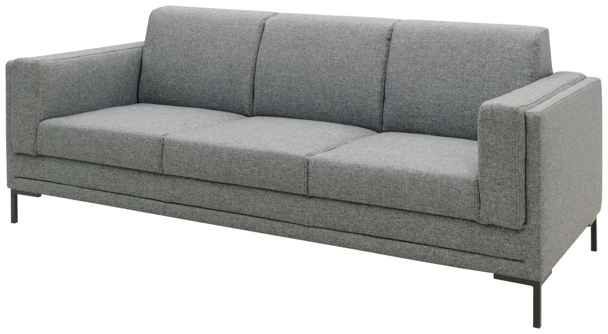 3-SITZER-SOFA in Webstoff Grau  - Silberfarben/Schwarz, Design, Textil/Metall (210/82/90cm) - LOOKS by W.Joop
