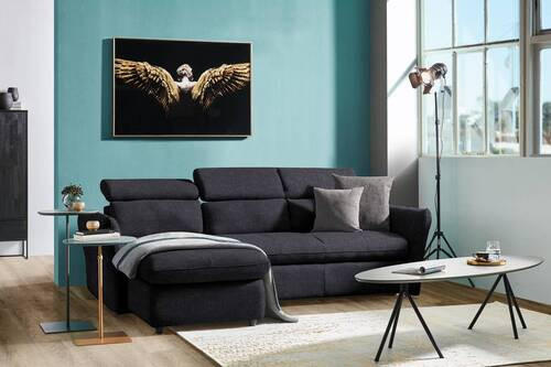 ECKSOFA in Mikrofaser Schwarz  172/240 cm  - Schwarz, Design, Kunststoff/Textil (172/240cm) - Stylife