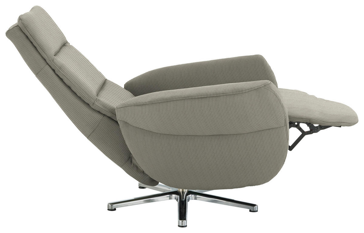 RELAXSESSEL Textil Graubraun  - Chromfarben/Graubraun, Design, Textil/Metall (78/113/83cm) - Beldomo Speed