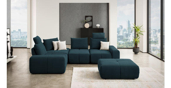 ECKSOFA in Velours Dunkelblau 236/326 cm - Schwarz/Dunkelblau, Design, Kunststoff/Textil (236/326cm) - Xora