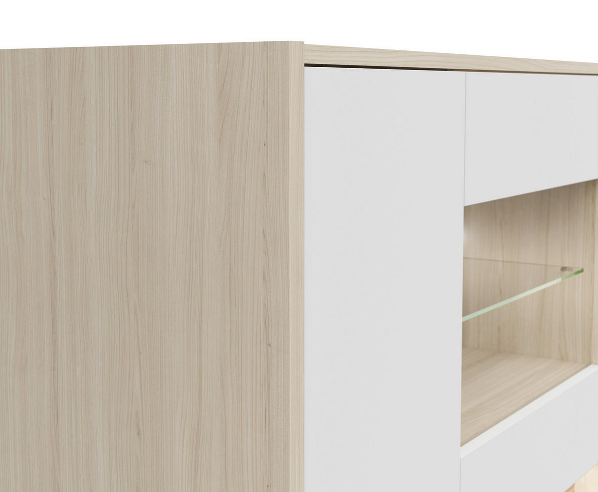 VITRINE Weiss, Eichefarben  95/141,5/42 cm  - Weiss/Eichefarben, Konventionell, Glas/Holzwerkstoff (95/141,5/42cm) - Hom`in