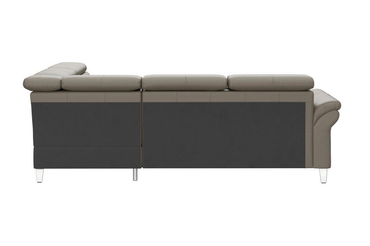 ECKSOFA 245/194 cm ARNGAST E in Echtleder Grau Kopfteilverstellung  245/194 cm  - Chromfarben/Grau, Basics, Leder/Textil (245/194cm) - Sit & More
