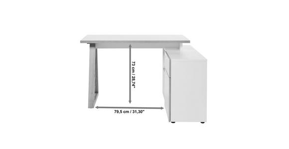 ECKSCHREIBTISCH 120-130/55-95/76,2 cm in Weiß, Eichefarben - Eichefarben/Weiß, MODERN, Holzwerkstoff/Metall (120-130/55-95/76,2cm) - Novel