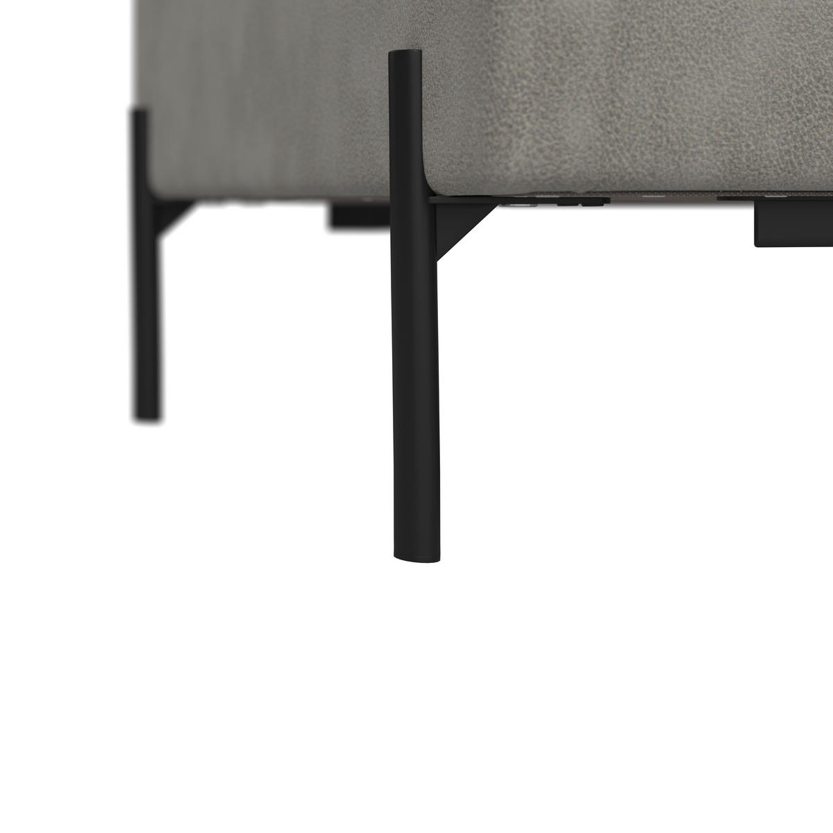 ECKSOFA in Flachgewebe Hellgrau  - Hellgrau/Schwarz, Trend, Textil/Metall (232/154cm) - Livetastic