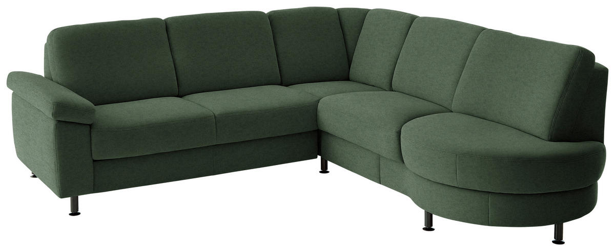 ECKSOFA  in Flachgewebe Waldgrün  248/252 cm  - Waldgrün/Schwarz, KONVENTIONELL, Textil/Metall (248/252cm) - Beldomo Comfort