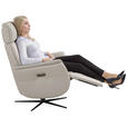 RELAXSESSEL Argo Echtleder Relaxfunktion, Kopfteilverstellung, Rücken echt    - Hellgrau, Design, Leder (71/110/80cm) - Novel
