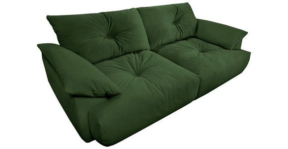 BIGSOFA Webstoff Dunkelgrün  - Dunkelgrün/Schwarz, KONVENTIONELL, Kunststoff/Textil (243/90,5/130cm) - Ambia Home