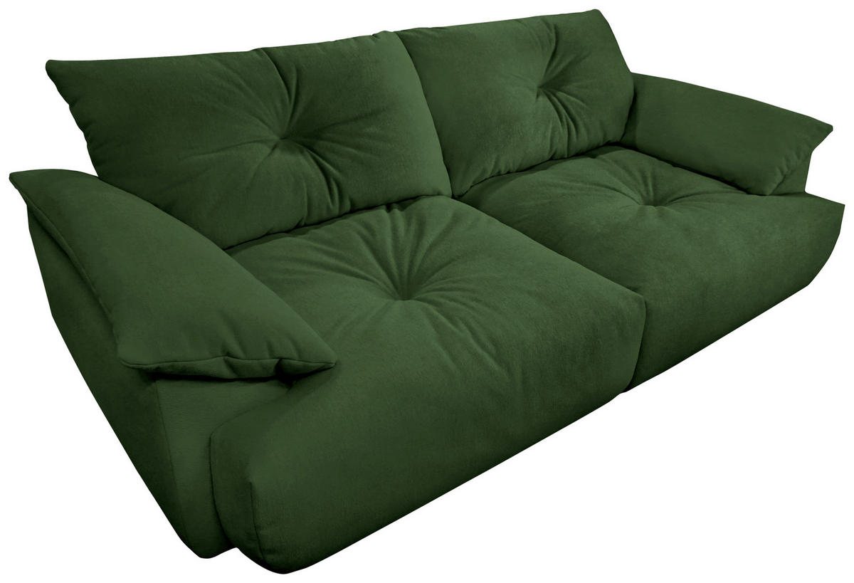 BIGSOFA Webstoff Dunkelgrün  - Dunkelgrün/Schwarz, KONVENTIONELL, Kunststoff/Textil (243/90,5/130cm) - Ambia Home