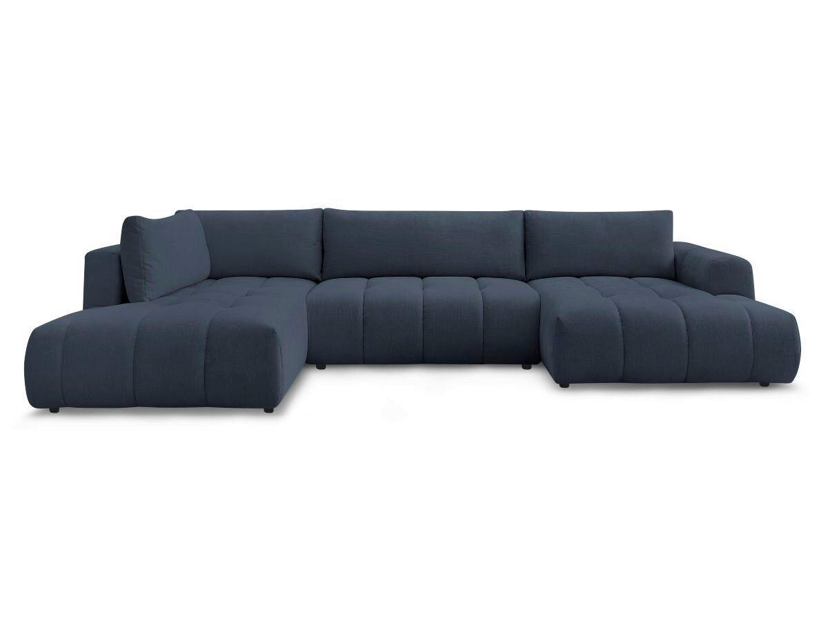 WOHNLANDSCHAFT  FUJI  Dunkelblau Leinenoptik  - Schwarz/Dunkelblau, MODERN, Kunststoff/Textil (204/377/160cm)