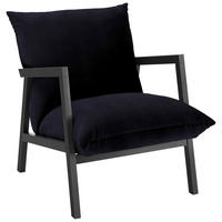 SESSEL in Mikrofaser Schwarz  - Wengefarben/Schwarz, Design, Holz/Textil (63/76/80cm) - Carryhome