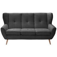 3-SITZER-SOFA in Cord Anthrazit, Dunkelgrau  - Eichefarben/Dunkelgrau, Design, Holz/Textil (190/102/90cm) - Stylife