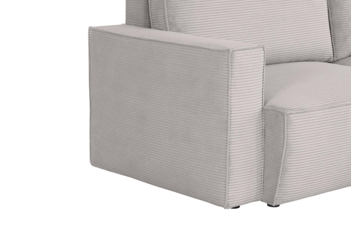 ECKSOFA Grau Feincord  - Schwarz/Grau, KONVENTIONELL, Kunststoff/Textil (242/151cm) - Carryhome