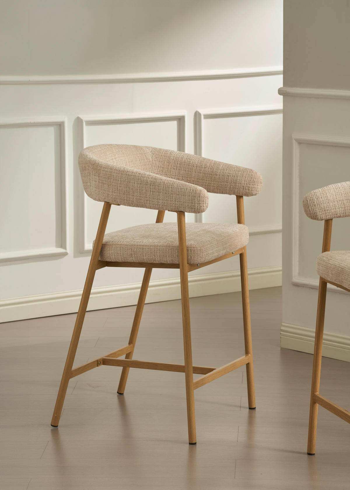 BARHOCKER in Eichefarben, Beige  - Eichefarben/Beige, MODERN, Holz/Textil (53/93/55cm) - Livetastic