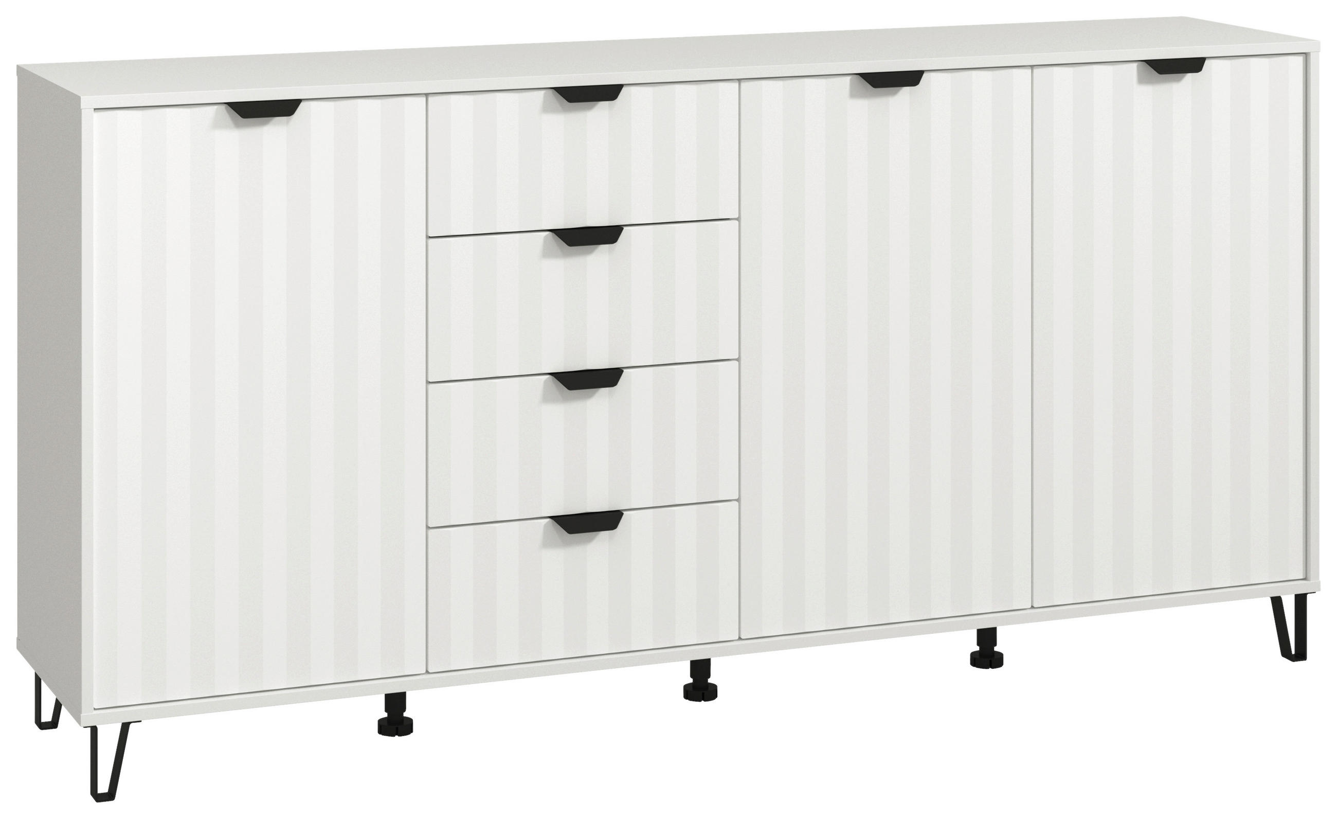 TÁLALÓSZEKRÉNY 182,5/90,5/40 cm  - fekete/fehér, Basics, faalapú anyag/fém (182,5/90,5/40cm) - Xora