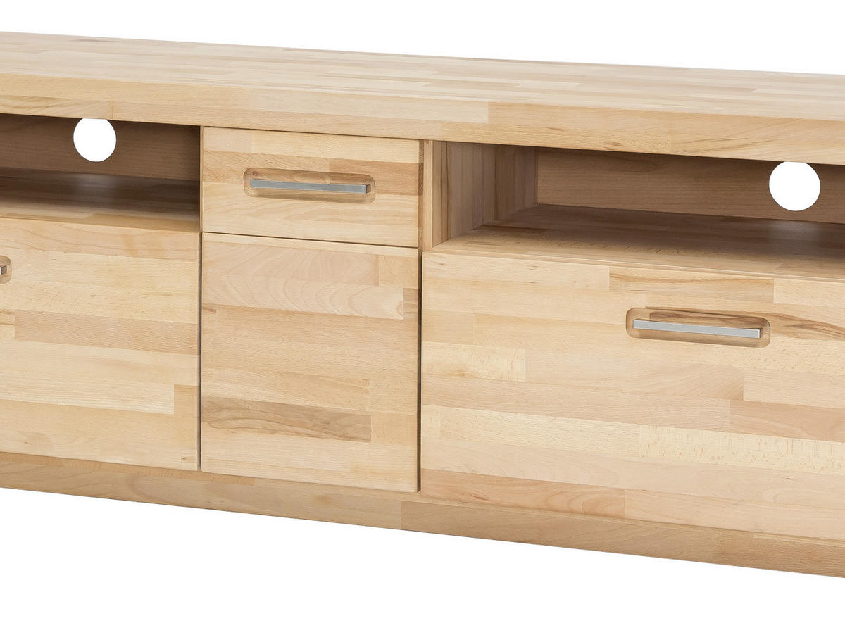 TV-ELEMENT  in 185/58/50 cm  - Buchefarben/Alufarben, Design, Holz/Metall (185/58/50cm) - MID.YOU