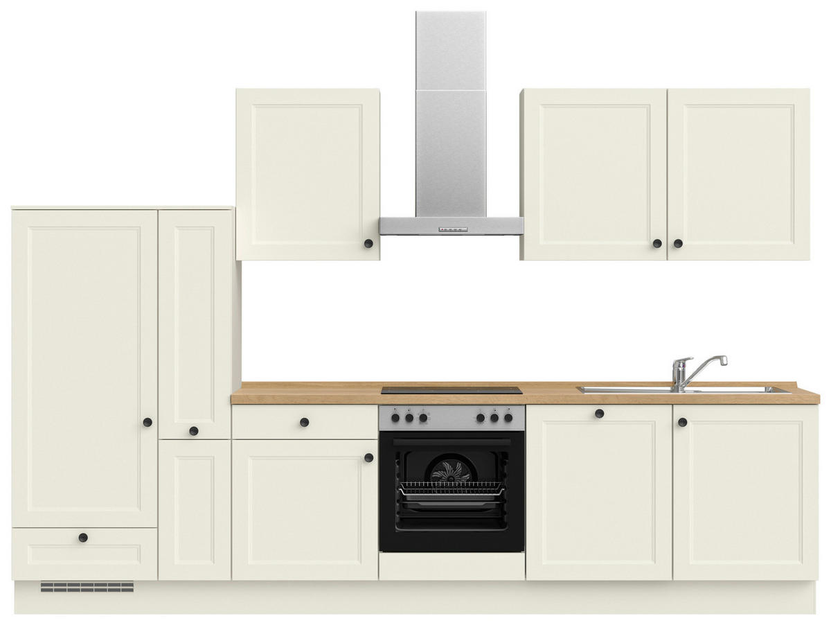 KÜCHENBLOCK Cascada 330 cm  in Weiß, Eichefarben  - Eichefarben/Schwarz, MODERN, Holzwerkstoff/Metall (330cm) - Nobilia