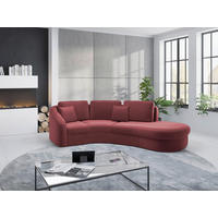 ECKSOFA in Samt Aubergine  - Aubergine/Schwarz, Modern, Kunststoff/Textil (266/230cm) - Sit & More