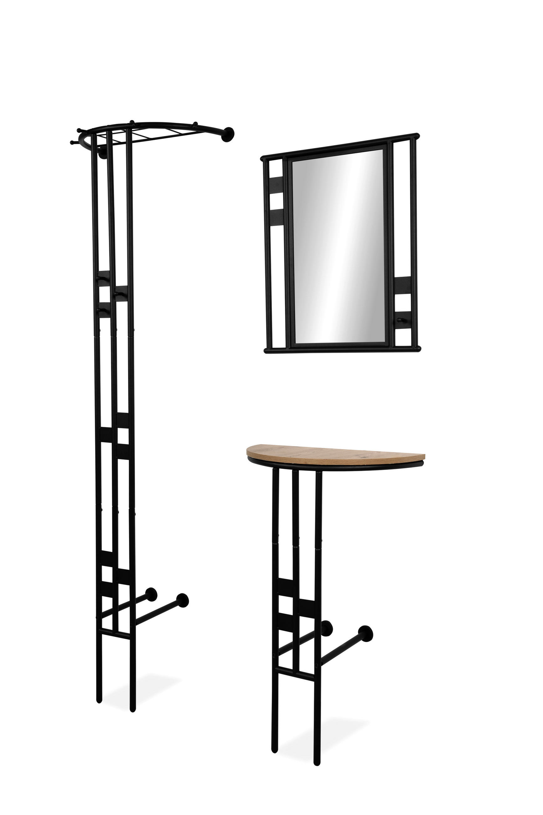 Garderobenset Corby 3-teilig, Metall Schwarz