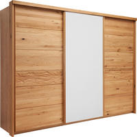 SCHWEBETÜRENSCHRANK 285/216/70 cm 3-türig Eichefarben, Weiß  - Eichefarben/Weiß, KONVENTIONELL, Glas/Holz (285/216/70cm) - Linea Natura