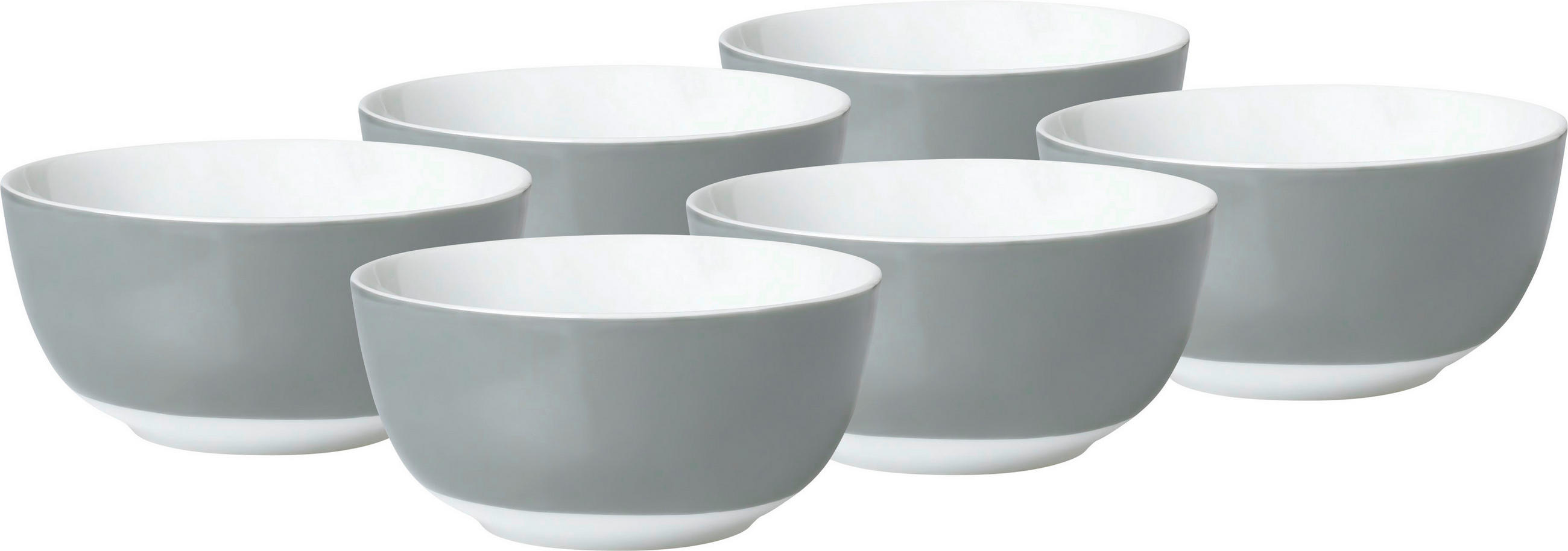 MÜSLISCHALENSET VARIO 6-teilig 14/6 cm  - Weiß/Grau, Basics, Keramik (14/6cm) - Van Well