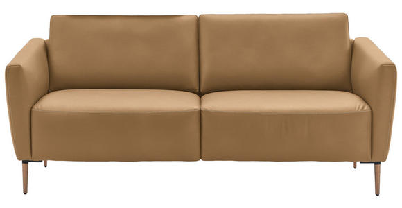 2-SITZER-SOFA  in Echtleder Honig   - Eichefarben/Beige, Natur, Leder/Holz (207/86/87cm) - Valnatura