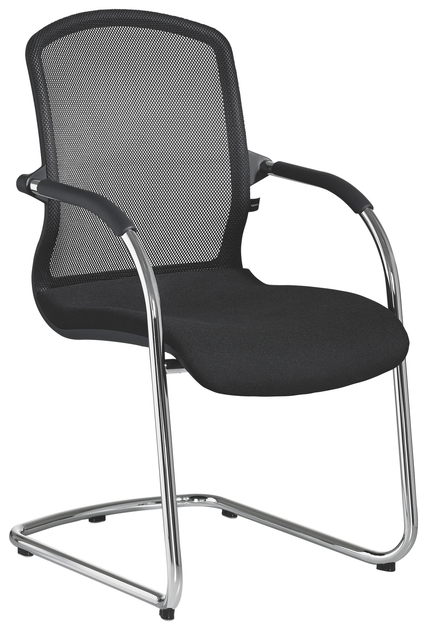 Besucherstuhl in Schwarz Metall, Kunststoff, Textil