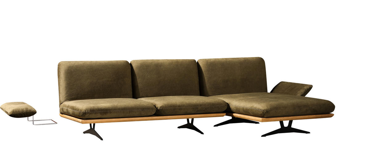 SCHLAFSOFA in Holz, Textil Grün, Eichefarben  - Eichefarben/Beige, Design, Holz/Textil (204/92/90cm) - Dieter Knoll