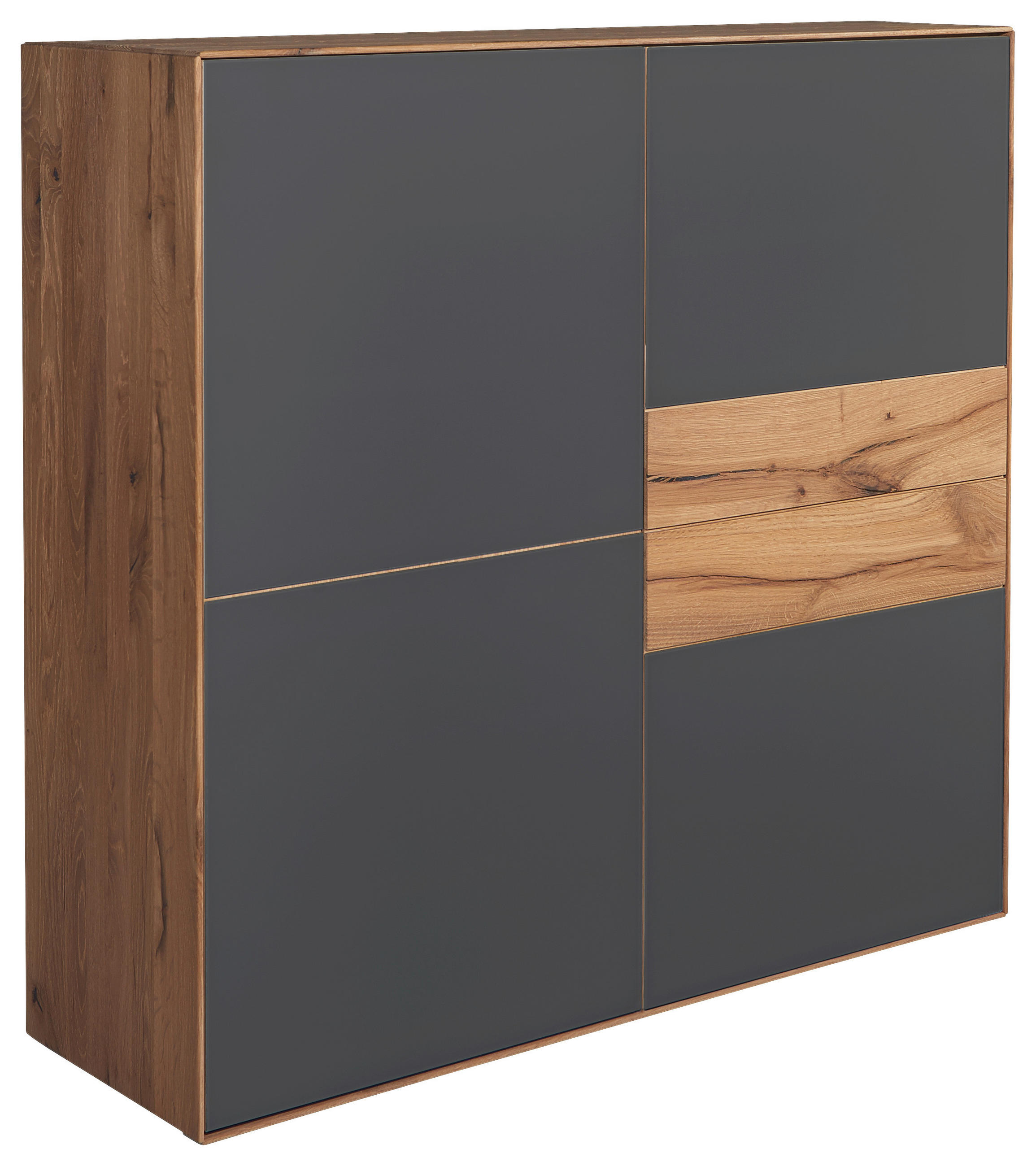 HIGHBOARD SOLIDA SOLIDA Anthrazit, Eichefarben  122/120/40 cm  - Eichefarben/Anthrazit, Design, Glas/Holz (122/120/40cm) - Valnatura