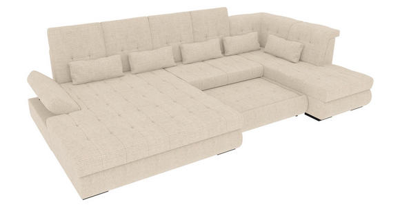 WOHNLANDSCHAFT  in Struktur Perlmutt  - Perlmutt/Schwarz, KONVENTIONELL, Kunststoff/Textil (191/363/212cm) - Carryhome