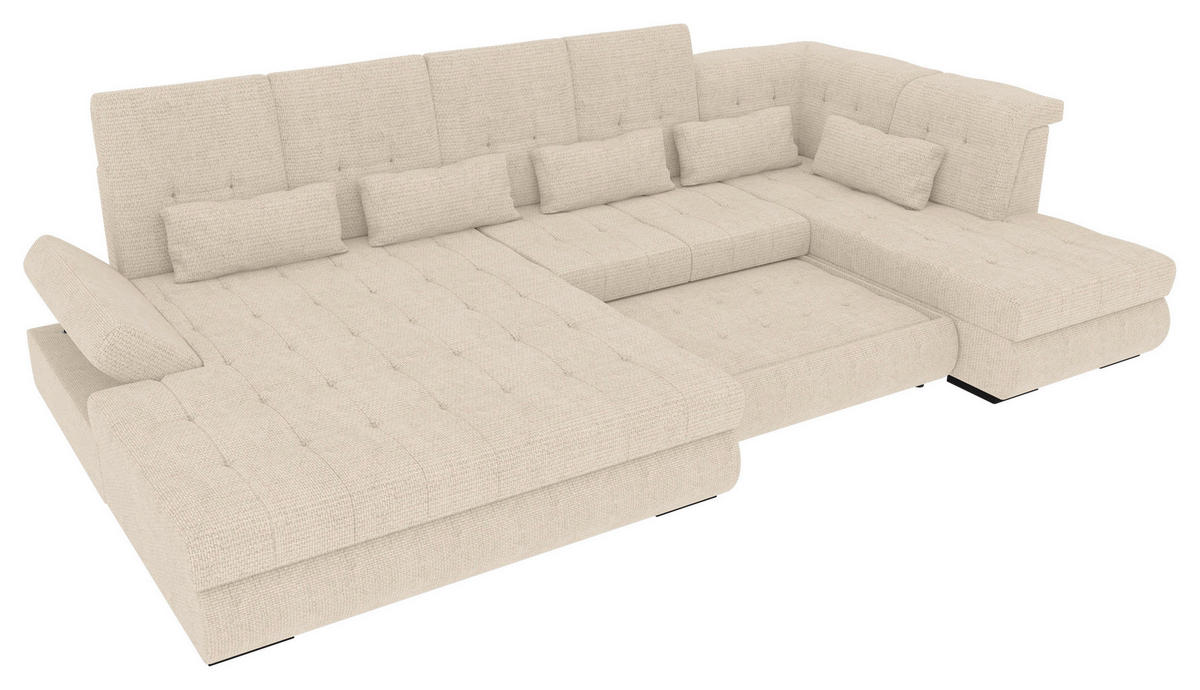 WOHNLANDSCHAFT Perlmutt Struktur  - Perlmutt/Schwarz, KONVENTIONELL, Kunststoff/Textil (212/358/222cm) - Carryhome