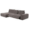 ECKSOFA in Velours Braun  - Schwarz/Braun, Design, Kunststoff/Textil (174/342cm) - Xora