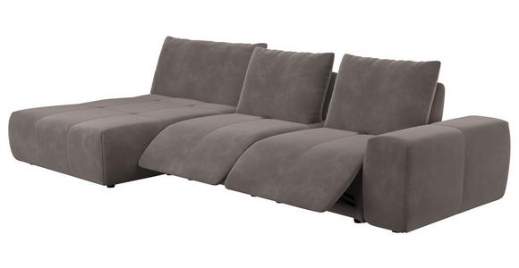 ECKSOFA in Velours Braun  - Schwarz/Braun, Design, Kunststoff/Textil (174/342cm) - Xora