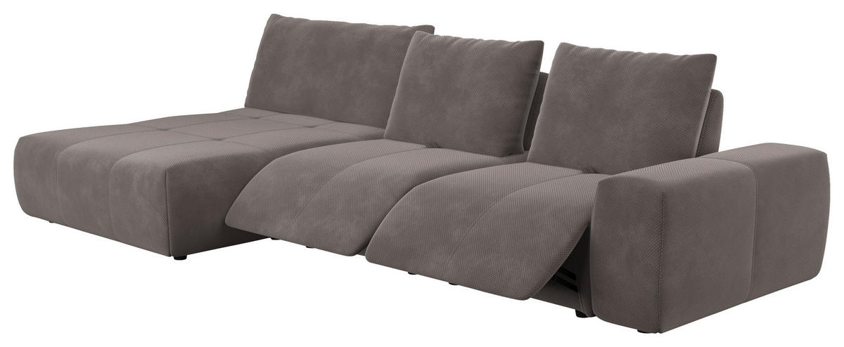 ECKSOFA in Velours Braun  - Schwarz/Braun, Design, Kunststoff/Textil (174/347cm) - Xora