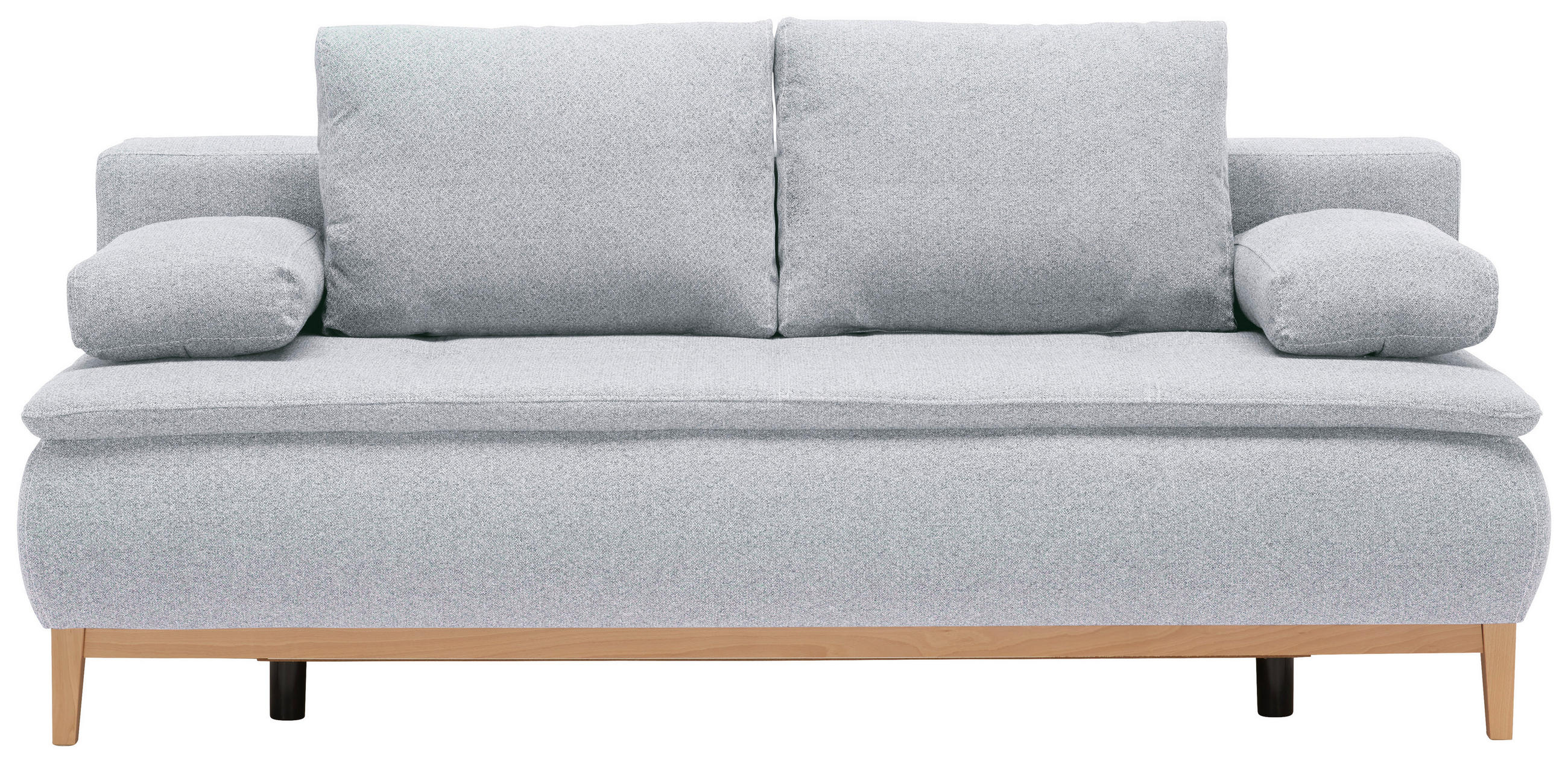BOXSPRINGSOFA in Flachgewebe Hellgrau  - Eichefarben/Beige, Design, Holz/Textil (202/78/93/100cm) - Carryhome
