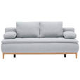 BOXSPRINGSOFA in Flachgewebe Hellgrau  - Eichefarben/Beige, Design, Holz/Textil (202/78/93/100cm) - Carryhome