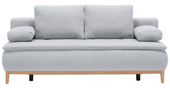 BOXSPRINGSOFA in Flachgewebe Hellgrau  - Eichefarben/Beige, Design, Holz/Textil (202/78/93/100cm) - Carryhome