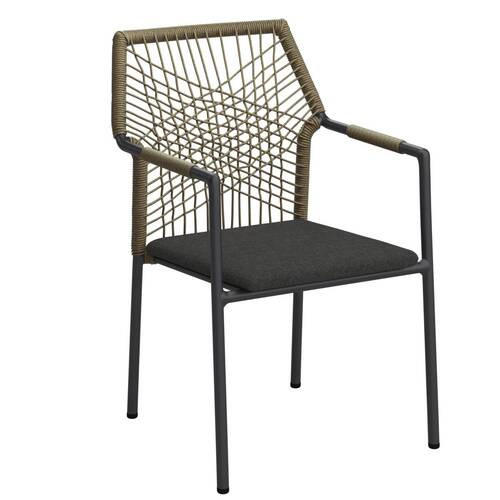 STAPELSESSEL Aluminium Anthrazit, Braun, Grau  - Dunkelgrau/Anthrazit, Design, Textil/Metall (63/87/57cm) - Ambia Garden