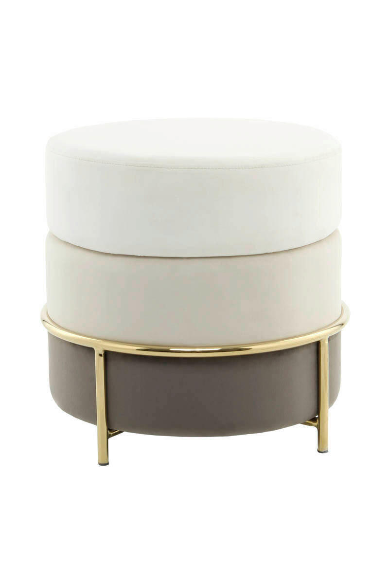 HOCKER Samt Creme, Goldfarben  - Goldfarben/Creme, Basics, Textil/Metall (48,5/46/48,5cm) - Kayoom