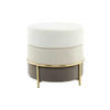 HOCKER Samt Creme, Goldfarben  - Goldfarben/Creme, Basics, Textil/Metall (48,5/46/48,5cm) - Kayoom