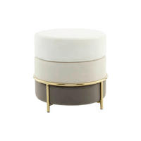 HOCKER Samt Creme, Goldfarben  - Goldfarben/Creme, Basics, Textil/Metall (48,5/46/48,5cm) - Kayoom
