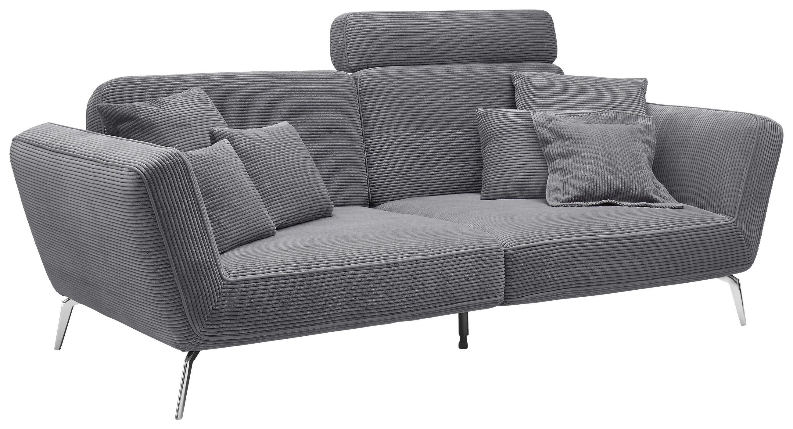 3-SITZER-SOFA Cord Schwarz  - Chromfarben/Schwarz, KONVENTIONELL, Kunststoff/Textil (260/90/125cm) - SetOne by Musterring