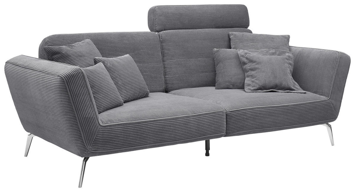 3-SITZER-SOFA Cord Schwarz  - Chromfarben/Schwarz, KONVENTIONELL, Kunststoff/Textil (260/90/125cm) - SetOne by Musterring